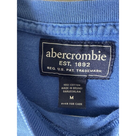 Men’s Vintage Abercrombie T-Shirt Blue Medium Collegiate Preppy 90s Y2K Stitch - Picture 5 of 6